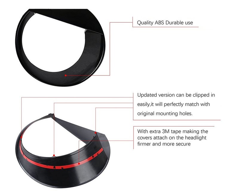 EnRand Front Light Bezel Headlight Cover Trim for Jeep Renegade 2015 2016 2017 2018,Angry Birds Eye Style,Durable UV treated ABS,Upgrade Clip In Version - Image 2